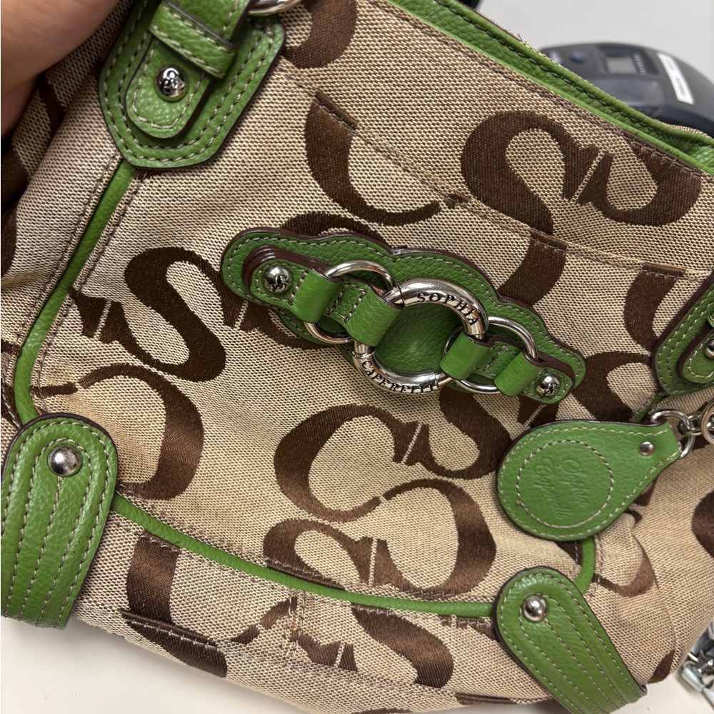 Sophia Caperelli Green and Brown Signature Shoulder Bag